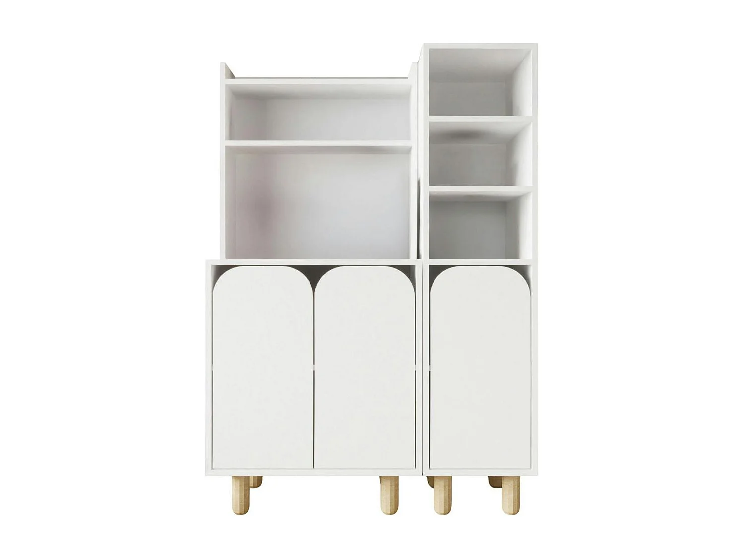 Vaisselier de cuisine blanc 3 portes courbes VAREN