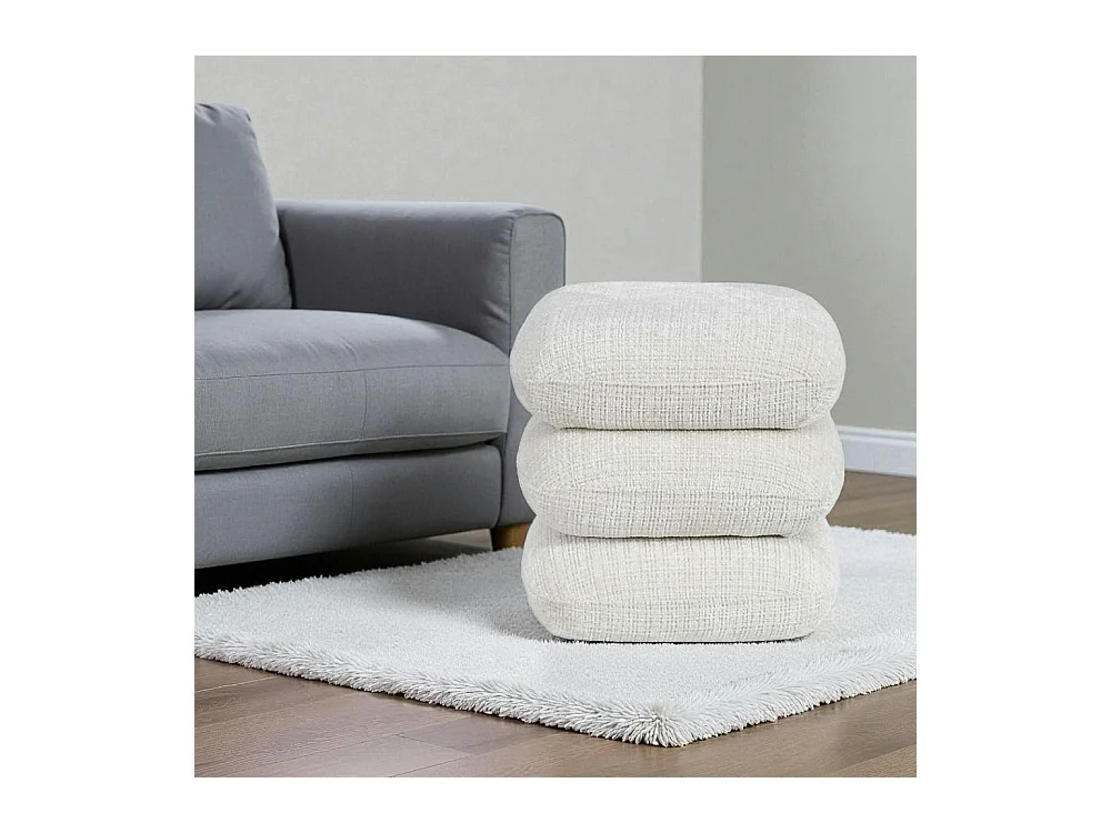 Pouf pivotant écru effet coussins empilés IENA
