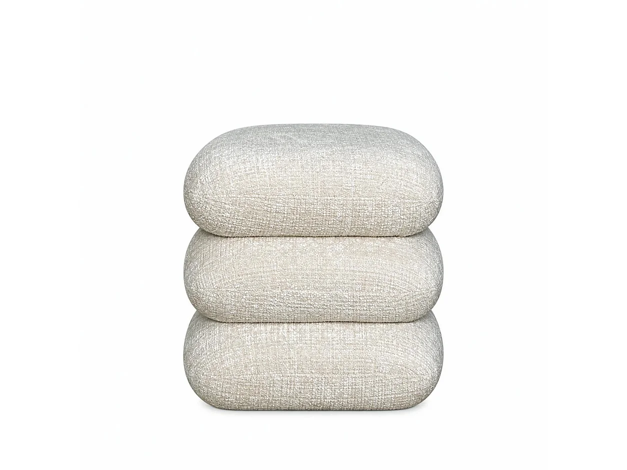 Pouf pivotant écru effet coussins empilés IENA