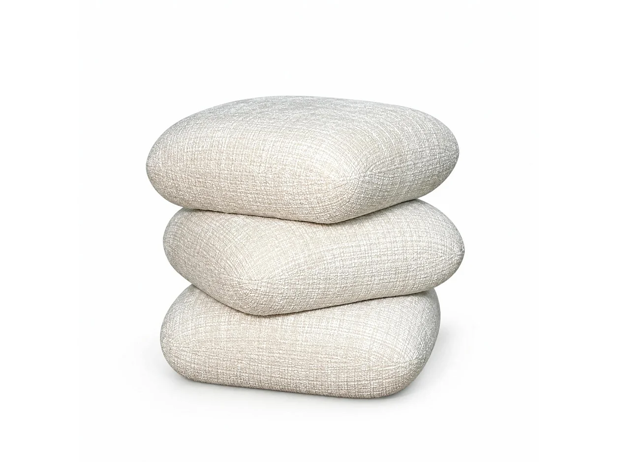 Pouf pivotant écru effet coussins empilés IENA