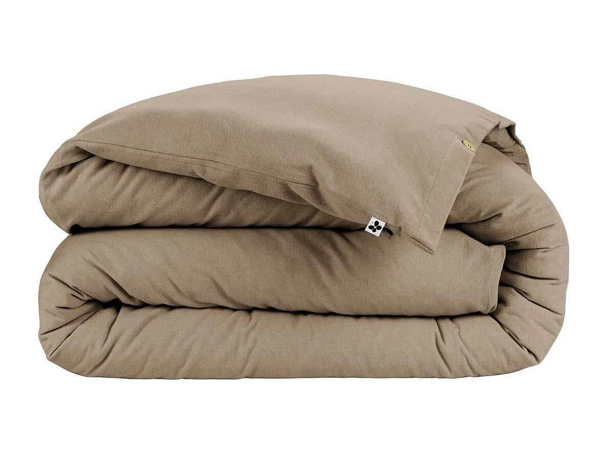 Housse de couette 240x220 cm  en flanelle de coton coloris Ficelle - HEDDA