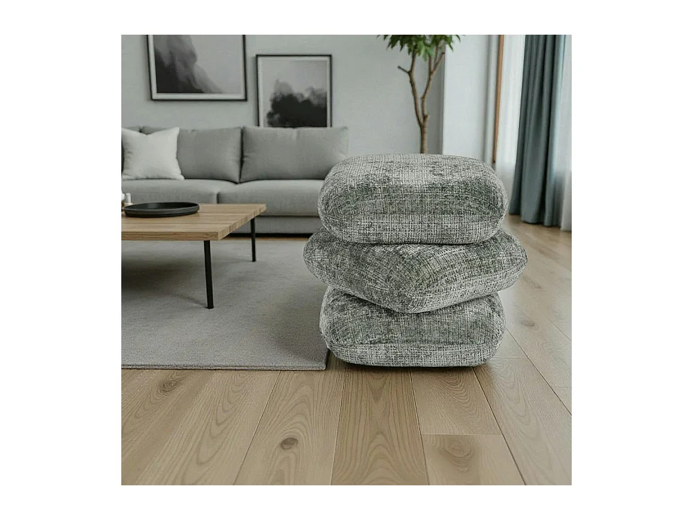 Pouf pivotant vert effet coussins empilés IENA