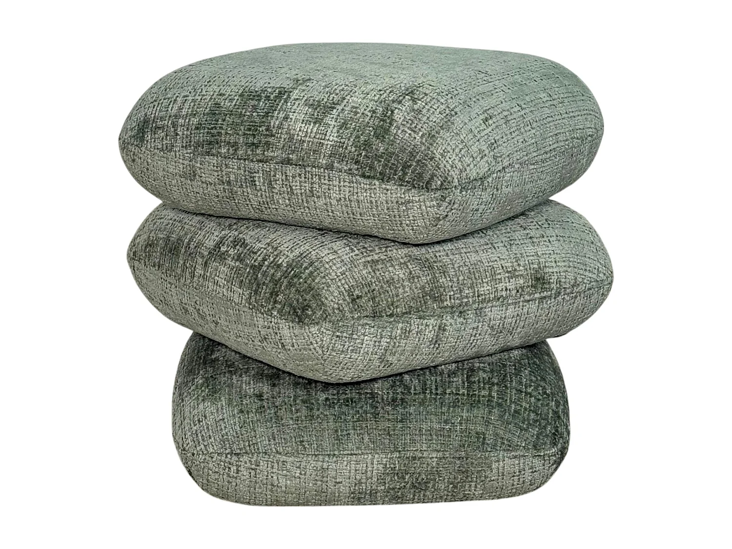 Pouf pivotant vert effet coussins empilés IENA