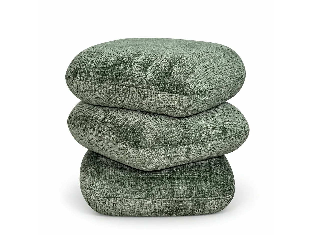 Pouf pivotant vert effet coussins empilés IENA