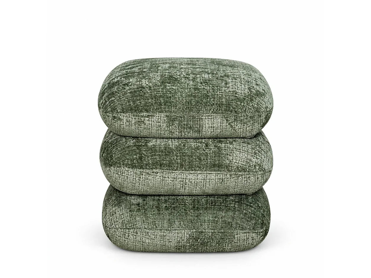 Pouf pivotant vert effet coussins empilés IENA