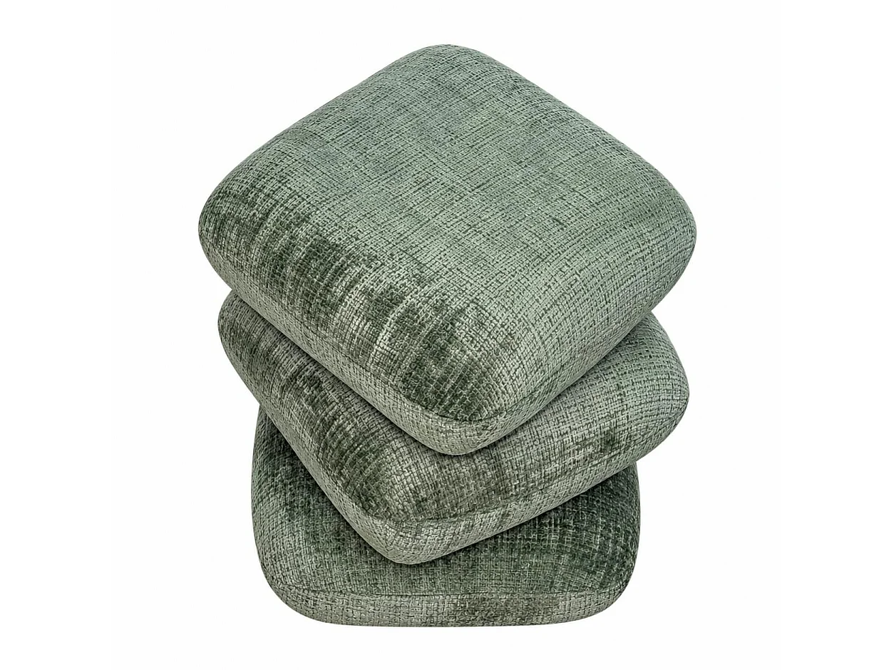 Pouf pivotant vert effet coussins empilés IENA