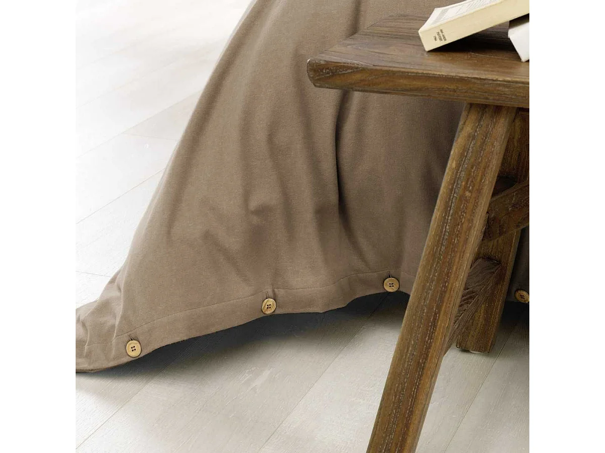 Housse de couette 260x240 cm  en flanelle de coton coloris Ficelle - HEDDA