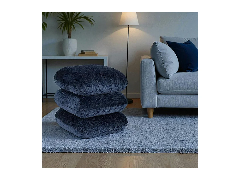 Pouf pivotant bleu nuit effet coussins empilés IENA
