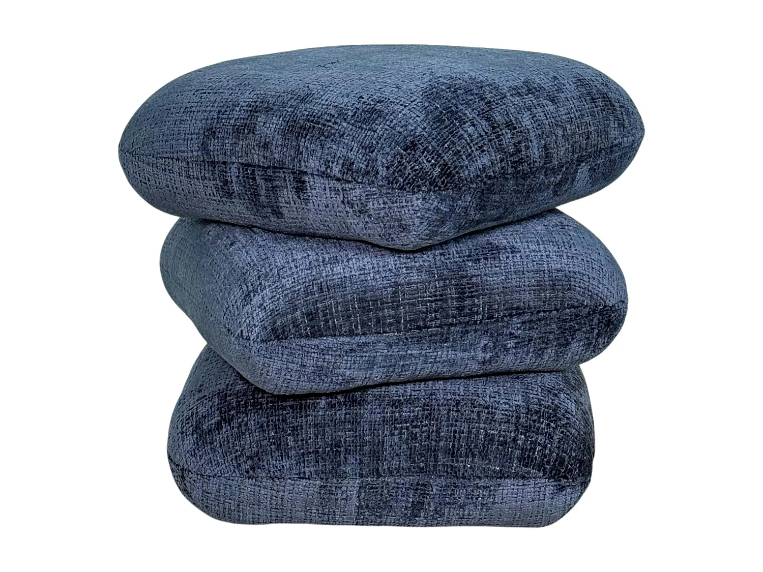 Pouf pivotant bleu nuit effet coussins empilés IENA