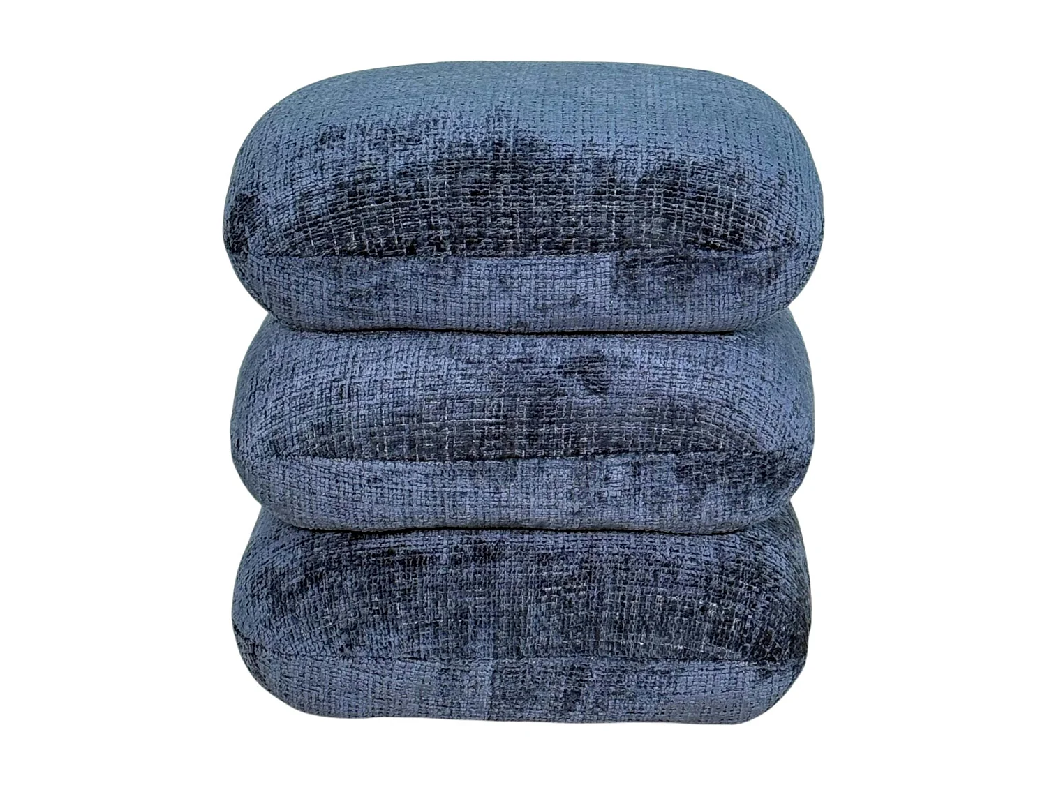 Pouf pivotant bleu nuit effet coussins empilés IENA