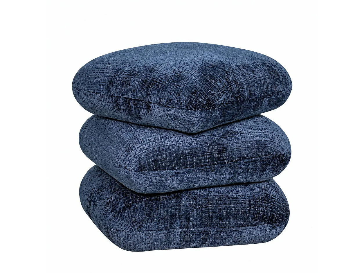 Pouf pivotant bleu nuit effet coussins empilés IENA