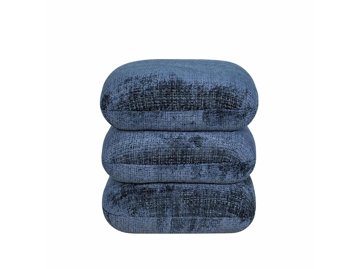 Pouf pivotant bleu nuit effet coussins empilés IENA