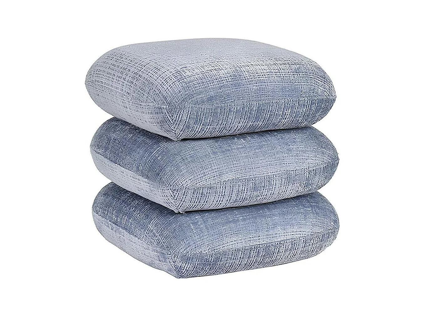 Pouf pivotant gris bleu effet coussins empilés IENA