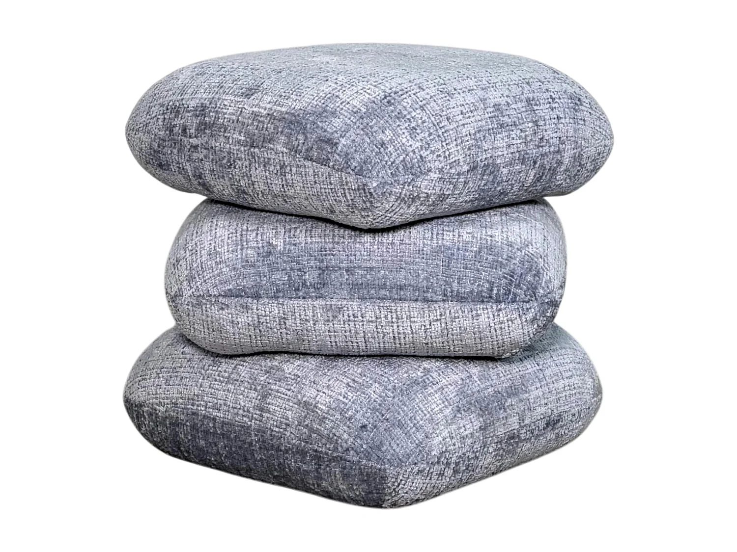 Pouf pivotant gris bleu effet coussins empilés IENA