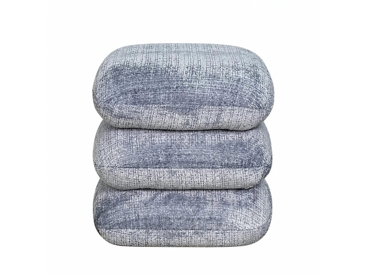 Pouf pivotant gris bleu effet coussins empilés IENA
