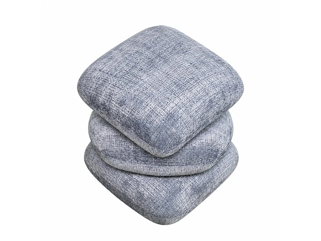 Pouf pivotant gris bleu effet coussins empilés IENA