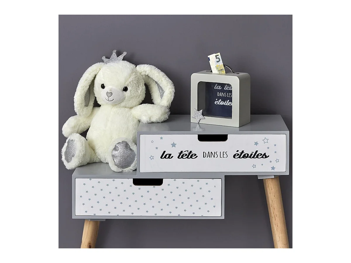 Tirelire enfant en MDF crème en forme de valise