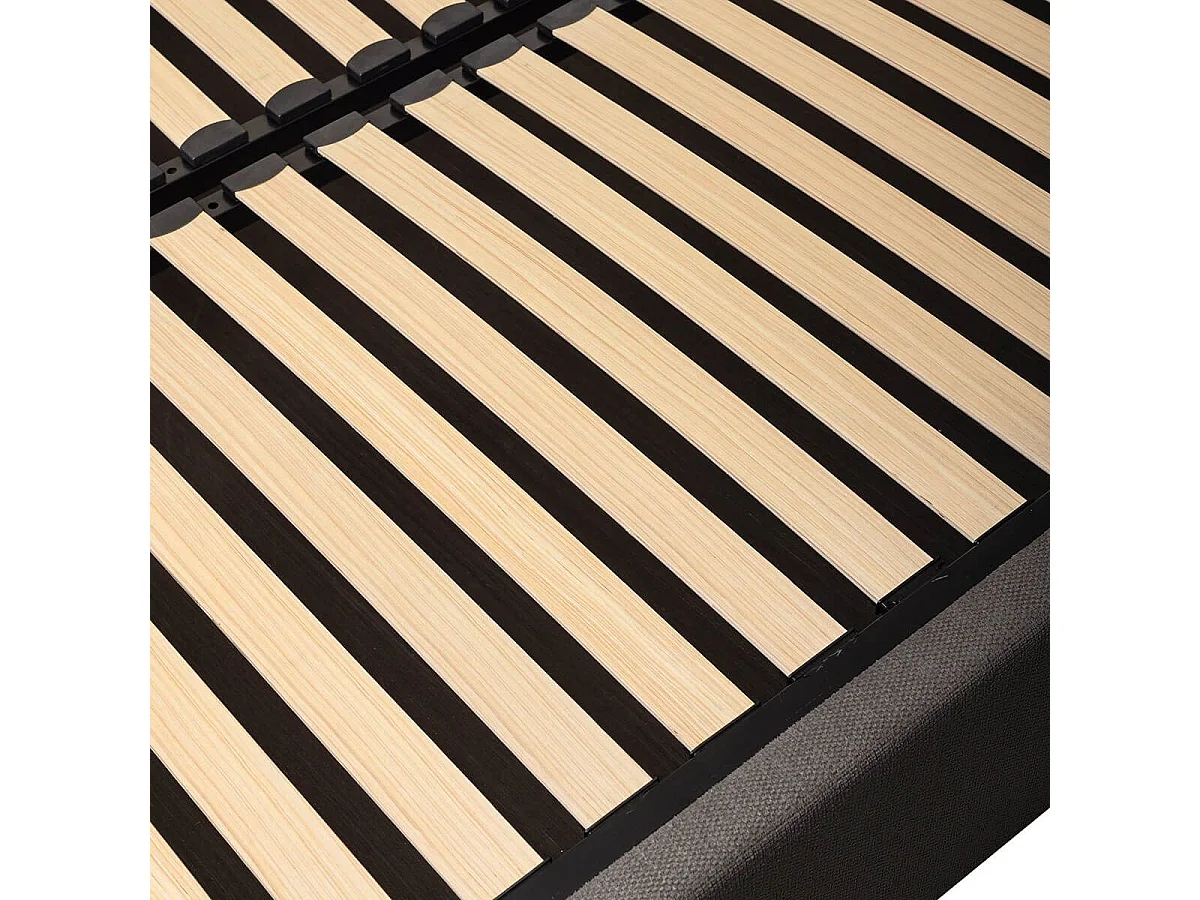 Lit coffre 140x190cm 22 lattes avec tête de lit 114cm tissu velours gris - HARVEY