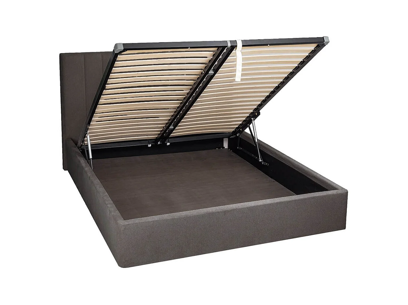 Lit coffre 180x200cm 22 lattes avec tête de lit 114cm tissu velours gris - HARVEY