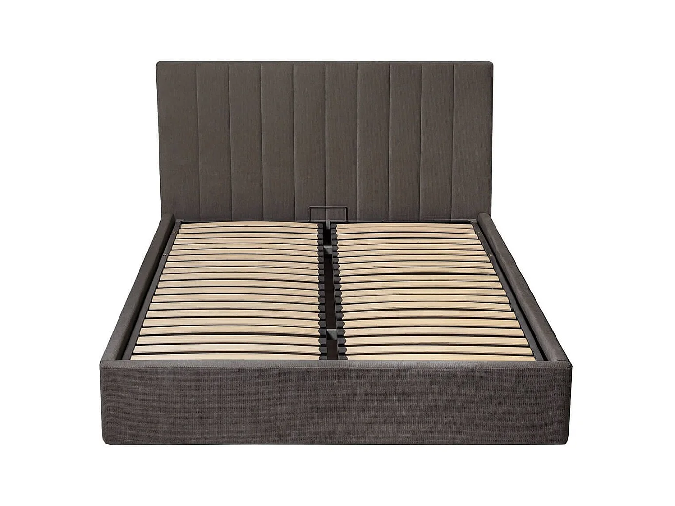 Lit coffre 180x200cm 22 lattes avec tête de lit 114cm tissu velours gris - HARVEY