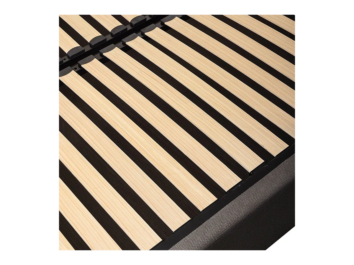 Lit coffre 180x200cm 22 lattes avec tête de lit 114cm tissu velours gris - HARVEY