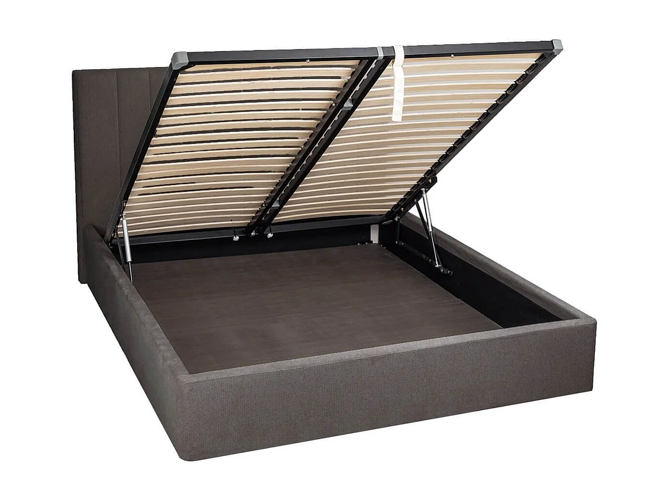 Lit coffre 180x200cm 22 lattes avec tête de lit 114cm tissu velours gris - HARVEY