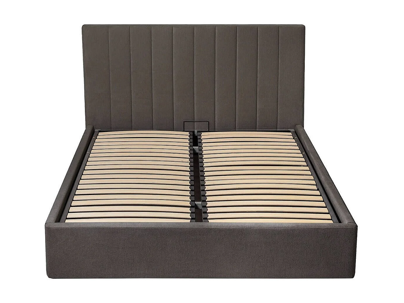Lit coffre 180x200cm 22 lattes avec tête de lit 114cm tissu velours gris - HARVEY