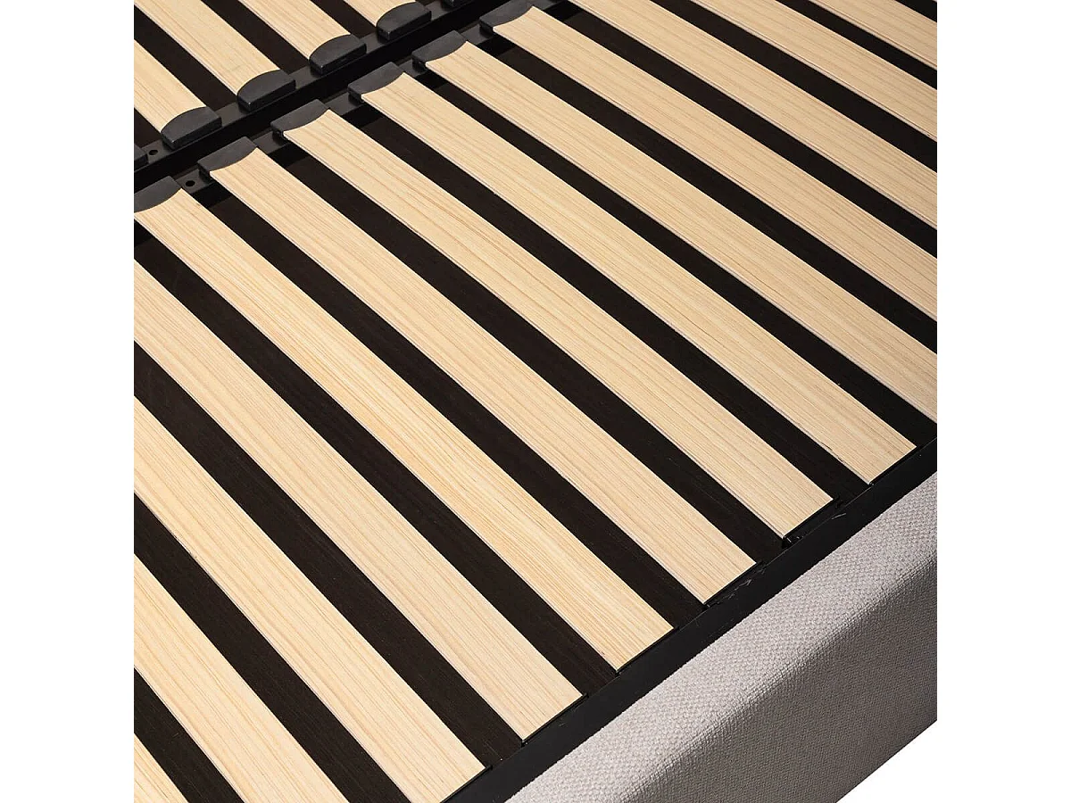 Lit coffre 180x200cm 22 lattes avec tête de lit 114cm tissu velours beige - HARVEY