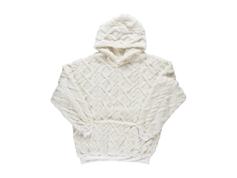 Sweat à Capuche ultra doux blanc avec une poche broderie "femme de ouf"