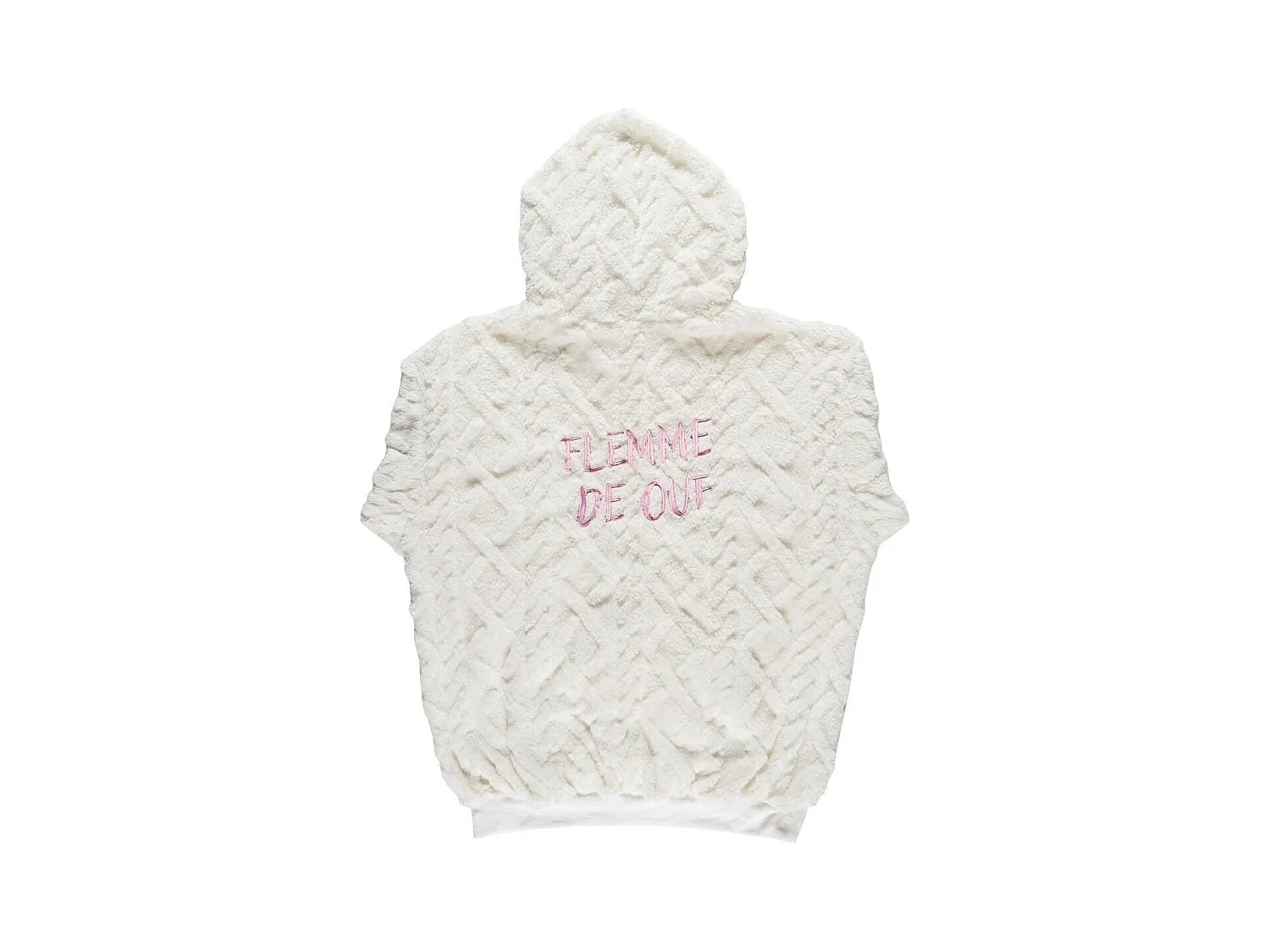Sweat à Capuche ultra doux blanc avec une poche broderie "femme de ouf"