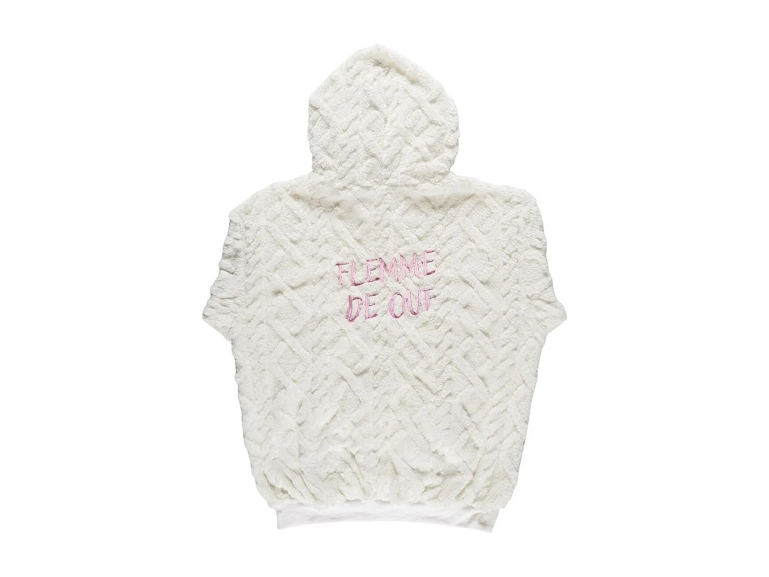 Sweat à Capuche ultra doux blanc avec une poche broderie "femme de ouf"