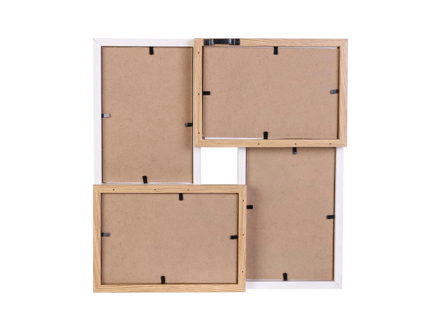 Pêle-mêle 4 Cadres Photo Effet Bois Naturel et Blanc