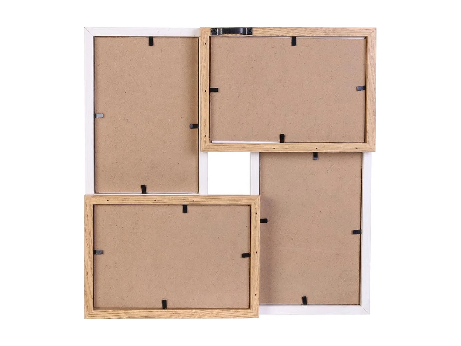 Pêle-mêle 4 Cadres Photo Effet Bois Naturel et Blanc