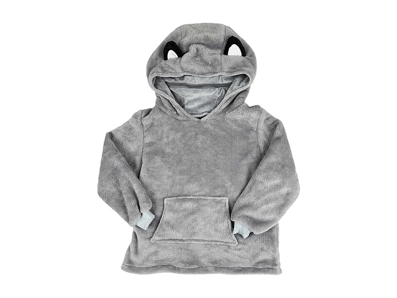 Sweat à Capuche Plaid Loup Gris 4-6ans Pliable en Coussin - NIMALYS
