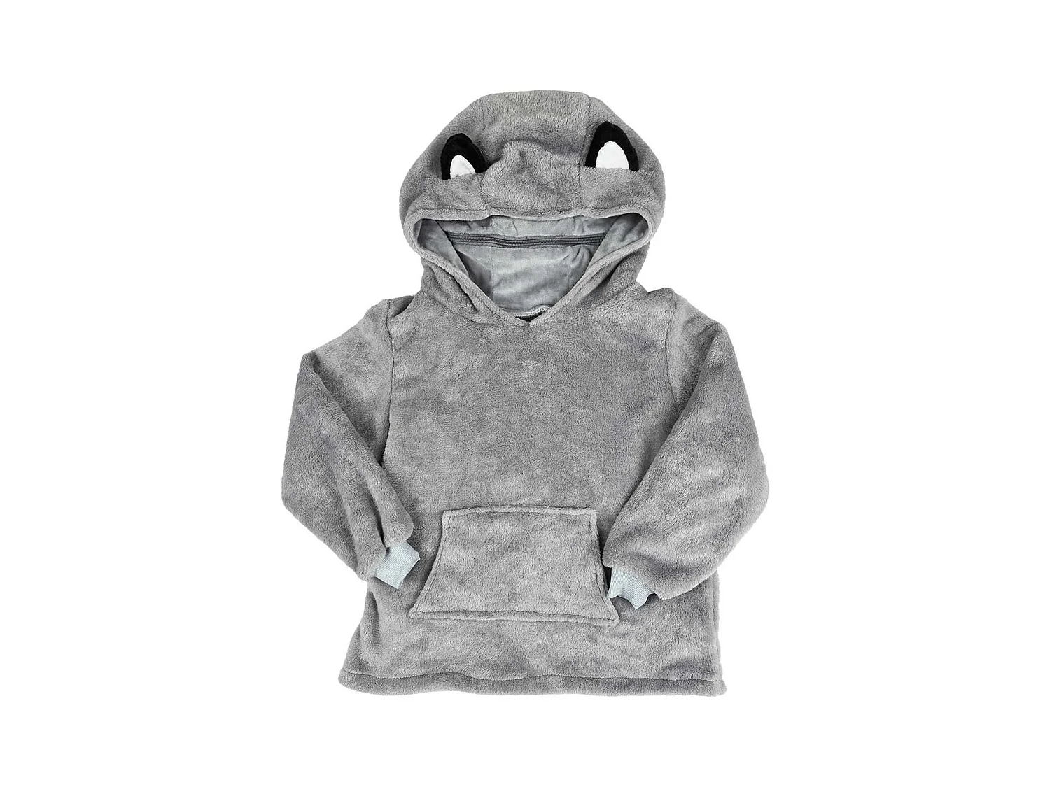 Sweat à Capuche Plaid Loup Gris 4-6ans Pliable en Coussin - NIMALYS