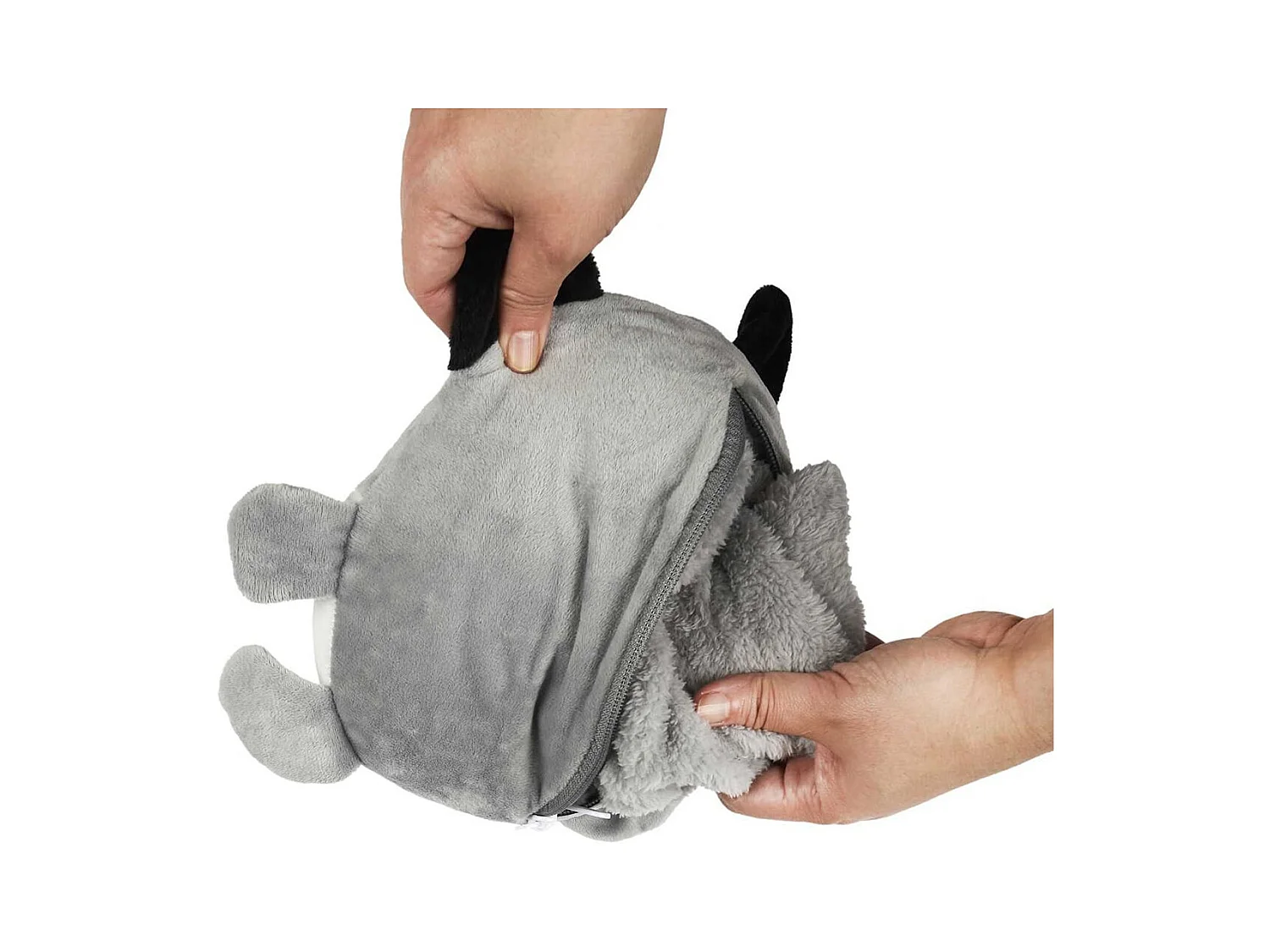 Sweat à Capuche Plaid Loup Gris 4-6ans Pliable en Coussin - NIMALYS