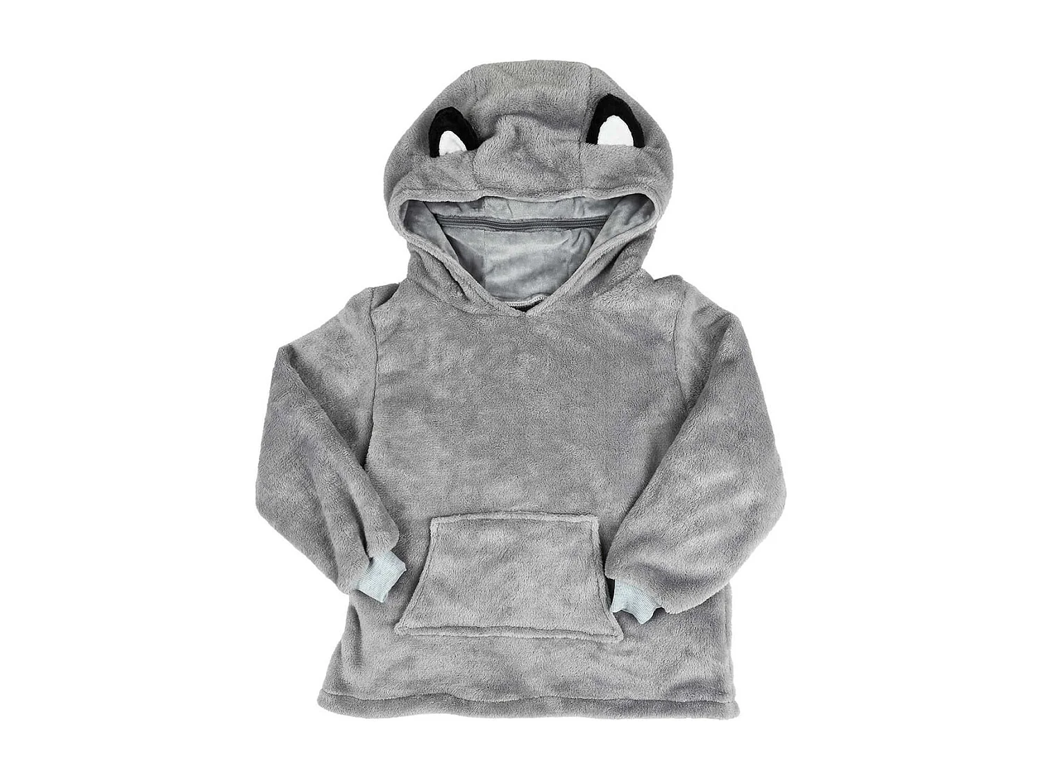 Sweat à Capuche Plaid Loup Gris 4-6ans Pliable en Coussin - NIMALYS