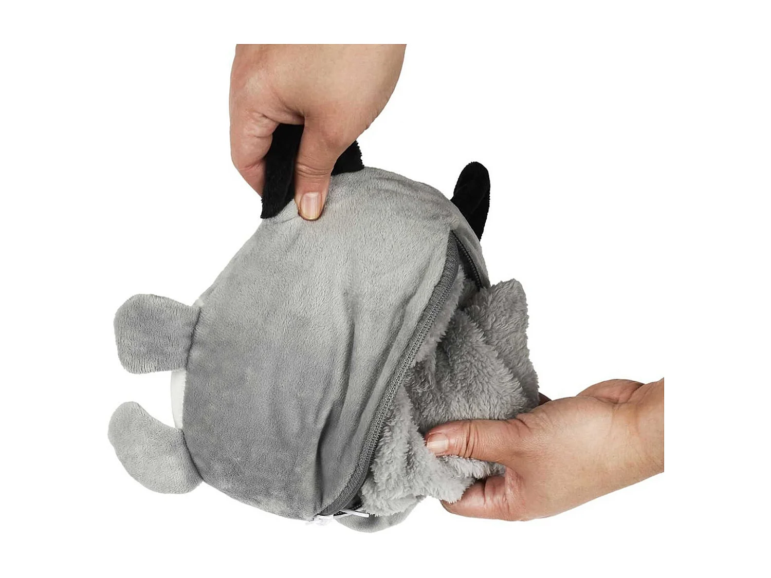 Sweat à Capuche Plaid Loup Gris 4-6ans Pliable en Coussin - NIMALYS