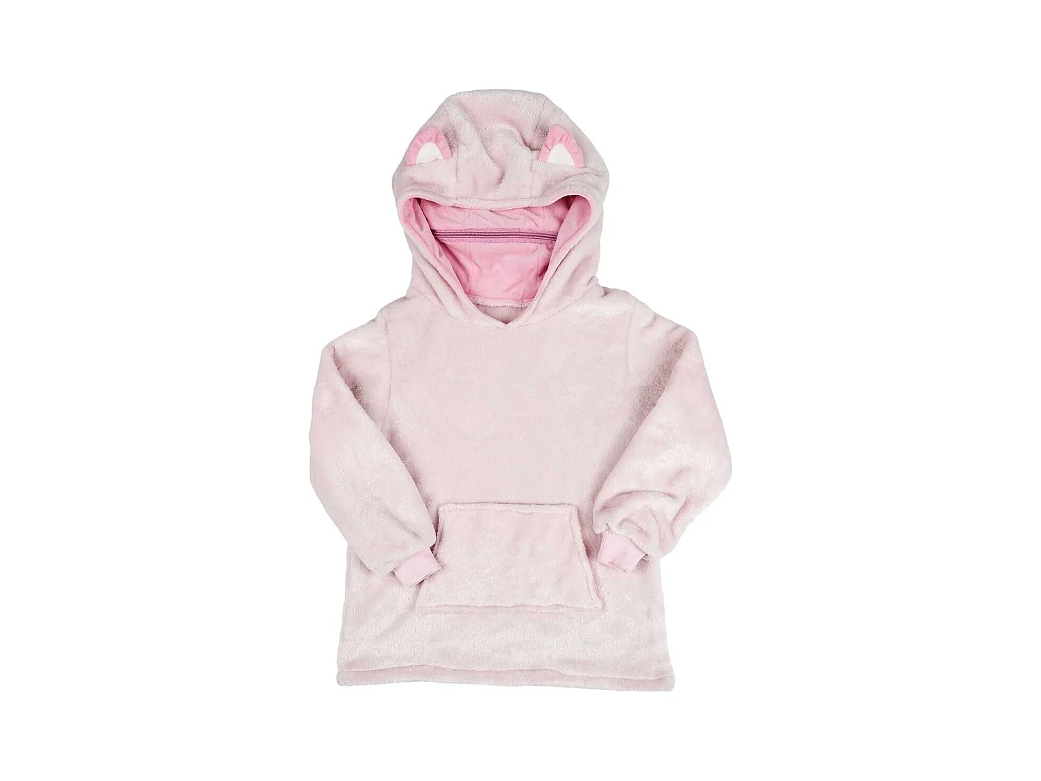 Sweat à Capuche Plaid Chat Rose 4-6ans Pliable en Coussin - NIMALYS