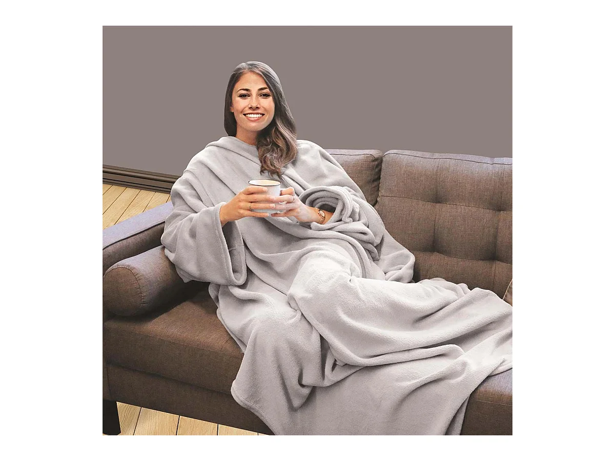 Plaid à Manches Ultra Doux 140x180cm Gris - KYOT