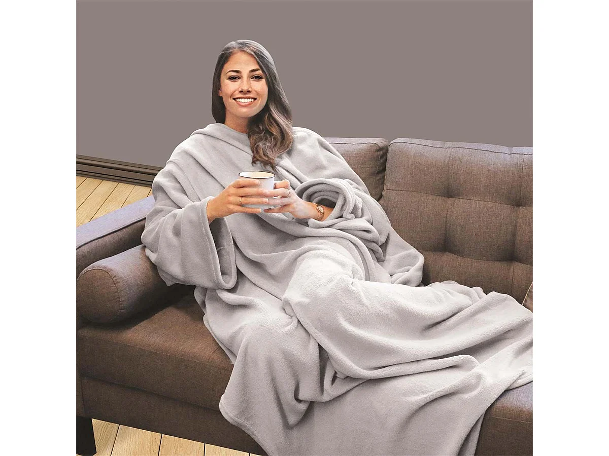 Plaid à Manches Ultra Doux 140x180cm Gris - KYOT