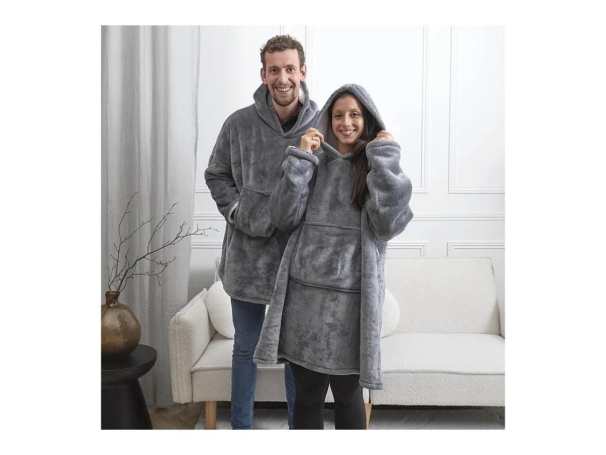 Sweat Gris à Capuche Intérieur Sherpa, Idéal pour Moments Cocooning - SWEET