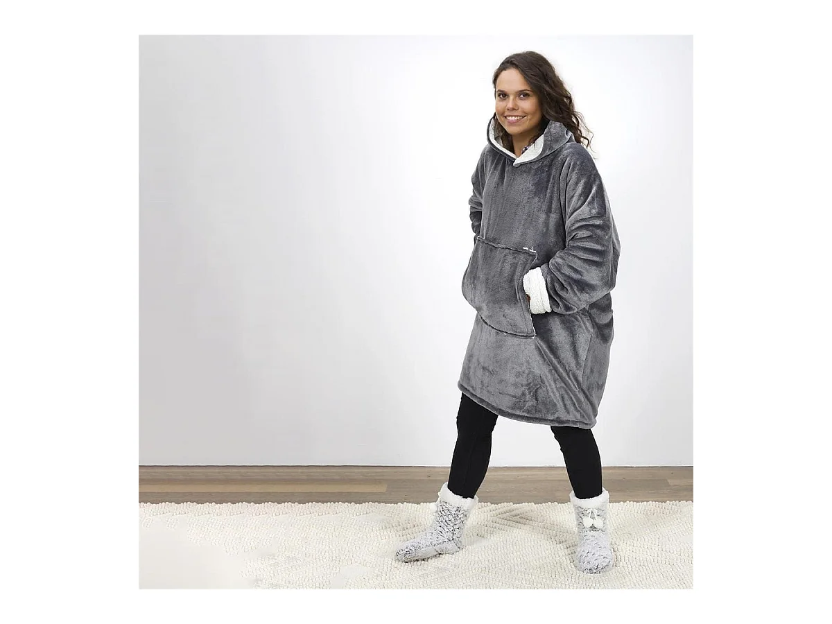 Sweat Gris à Capuche Intérieur Sherpa, Idéal pour Moments Cocooning - SWEET