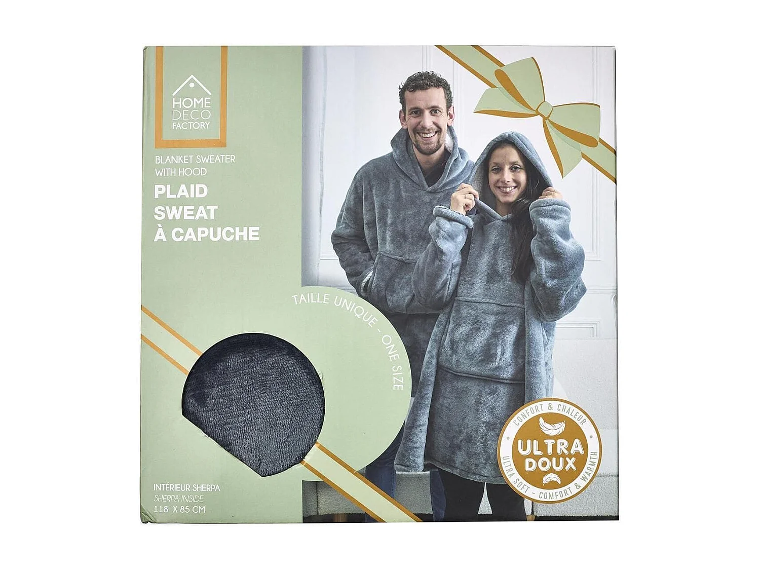 Sweat Gris à Capuche Intérieur Sherpa, Idéal pour Moments Cocooning - SWEET