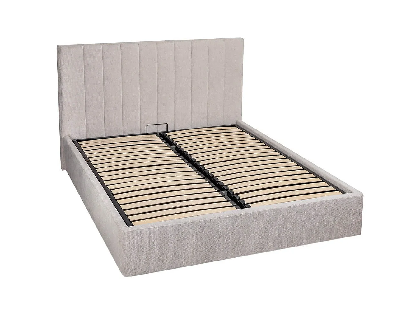 Lit coffre 160x200cm 22 lattes avec tête de lit 114cm tissu velours beige - HARVEY