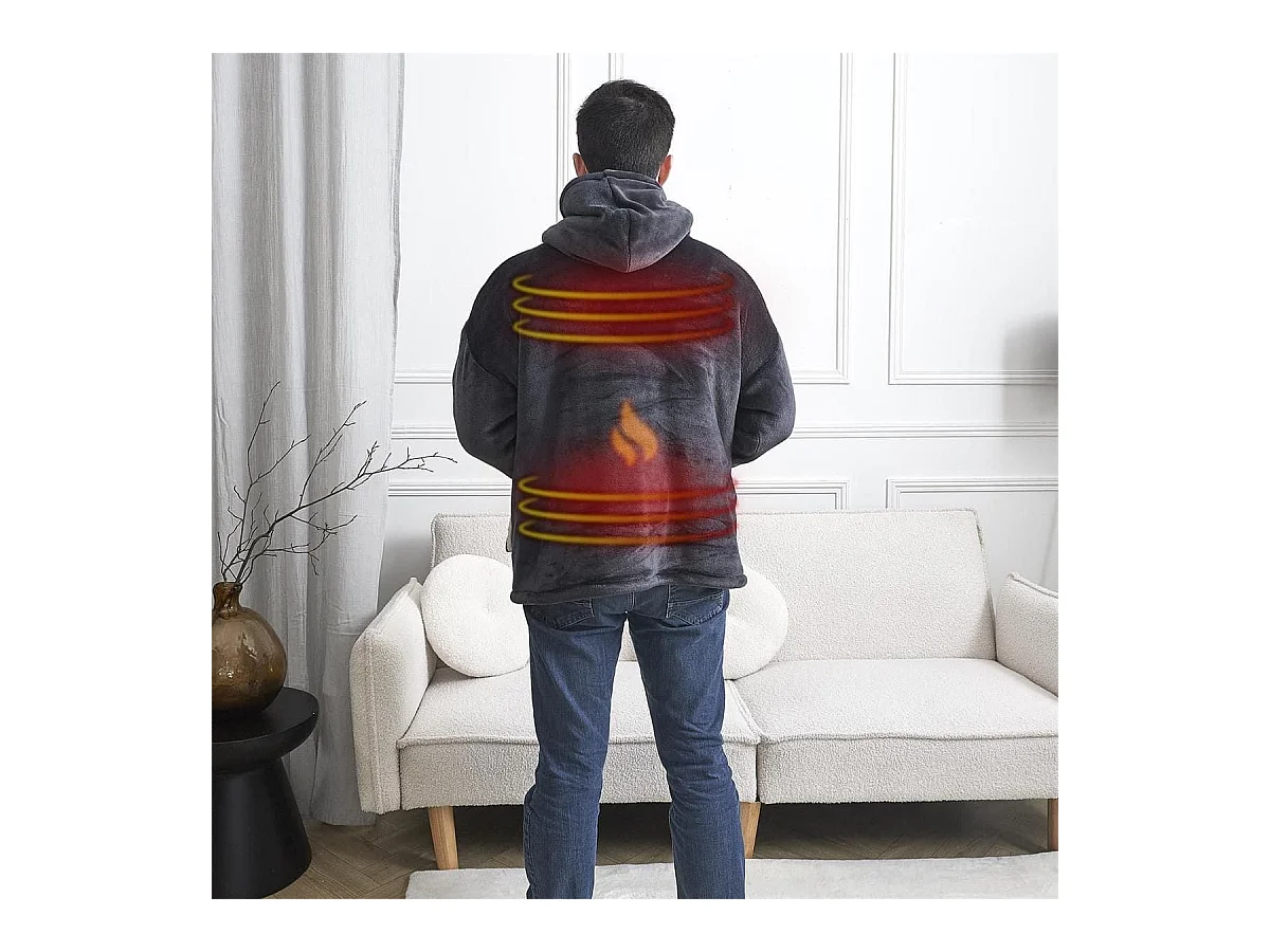 Sweat Plaid Chauffant Gris avec Chauffage USB, Ultra-Doux - SWEET