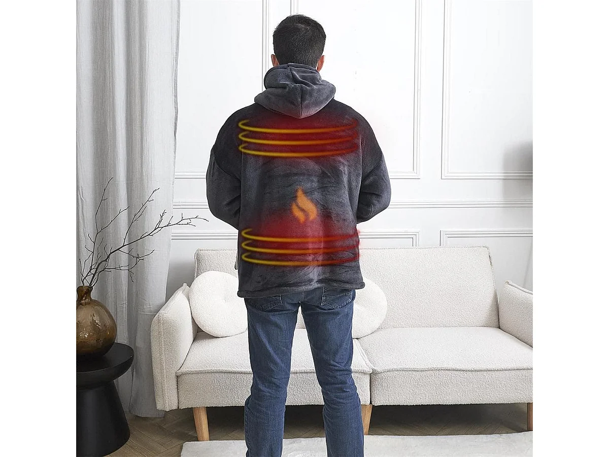 Sweat Plaid Chauffant Gris avec Chauffage USB, Ultra-Doux - SWEET