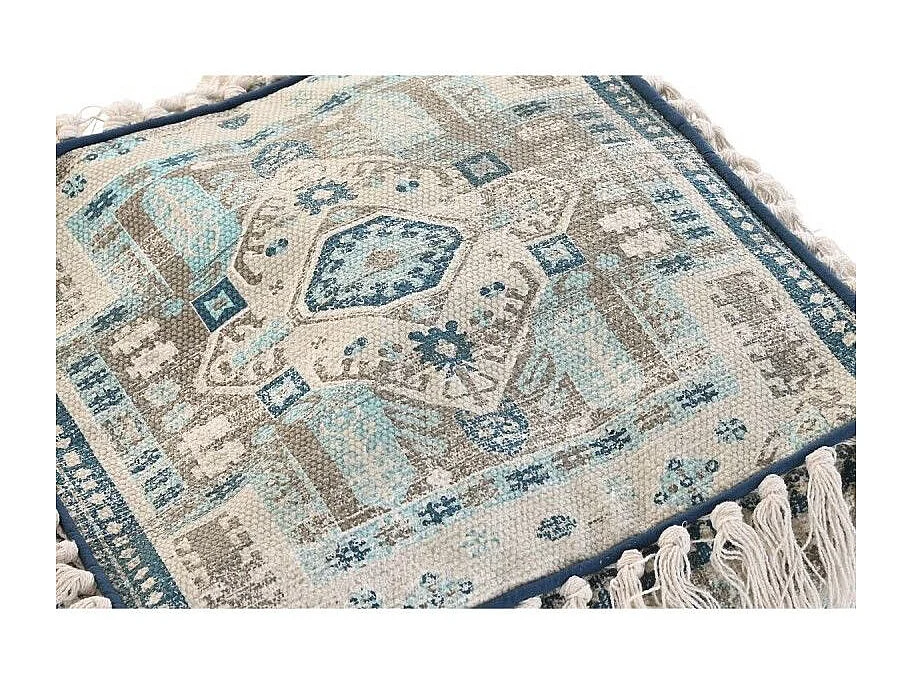 Pouf DKD Home Decor Casablanca Bleu Coton Frange (40 x 40 x 40 cm)