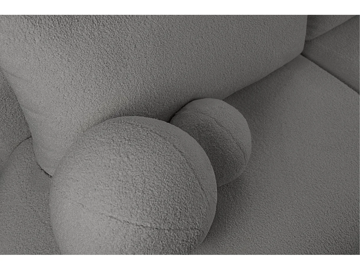 Canapé d'angle convertible FABIO 5 places en tissu bouclette - angle droit - gris clair