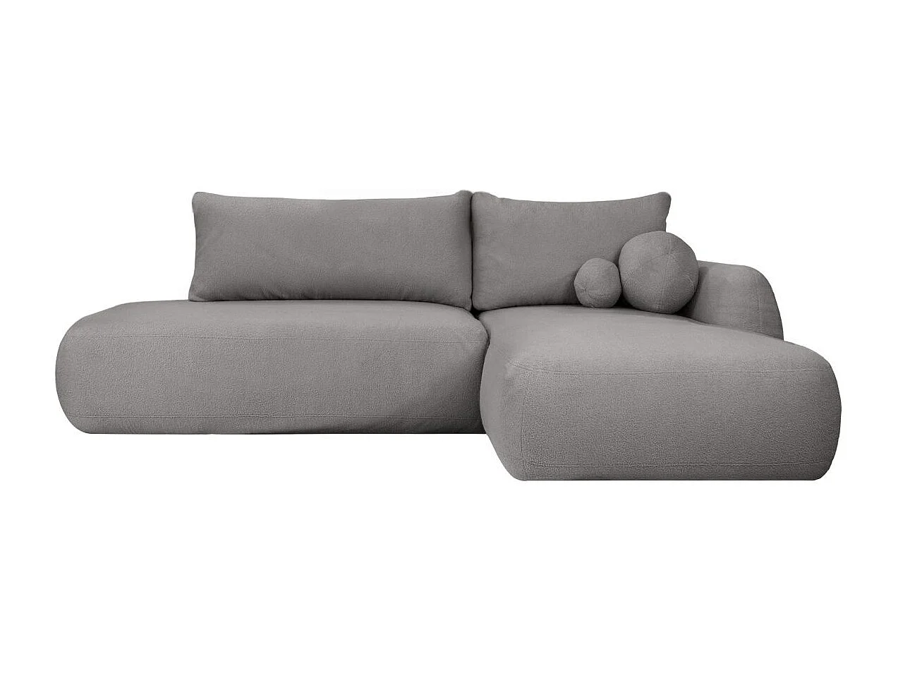 Canapé d'angle convertible FABIO 5 places en tissu bouclette - angle droit - Gris anthracite